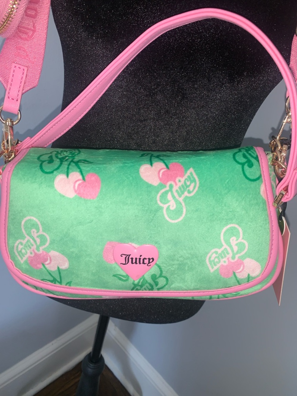 🆕- Juicy Couture Retro Juicy Cherry  Shoulder Bag Retro Green Multi - Picture 4 of 12
